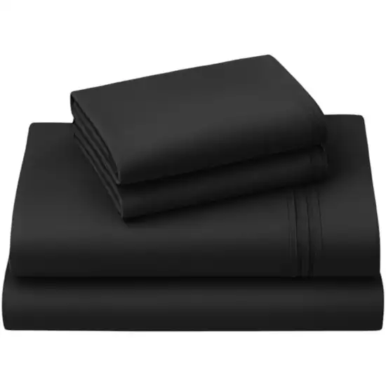 Four Piece Charcoal Cotton King Sheet Set Photo 2