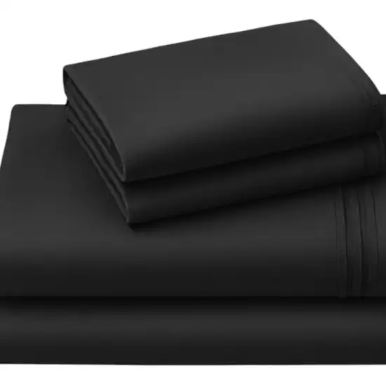 Four Piece Charcoal Cotton Queen Sheet Set Photo 4