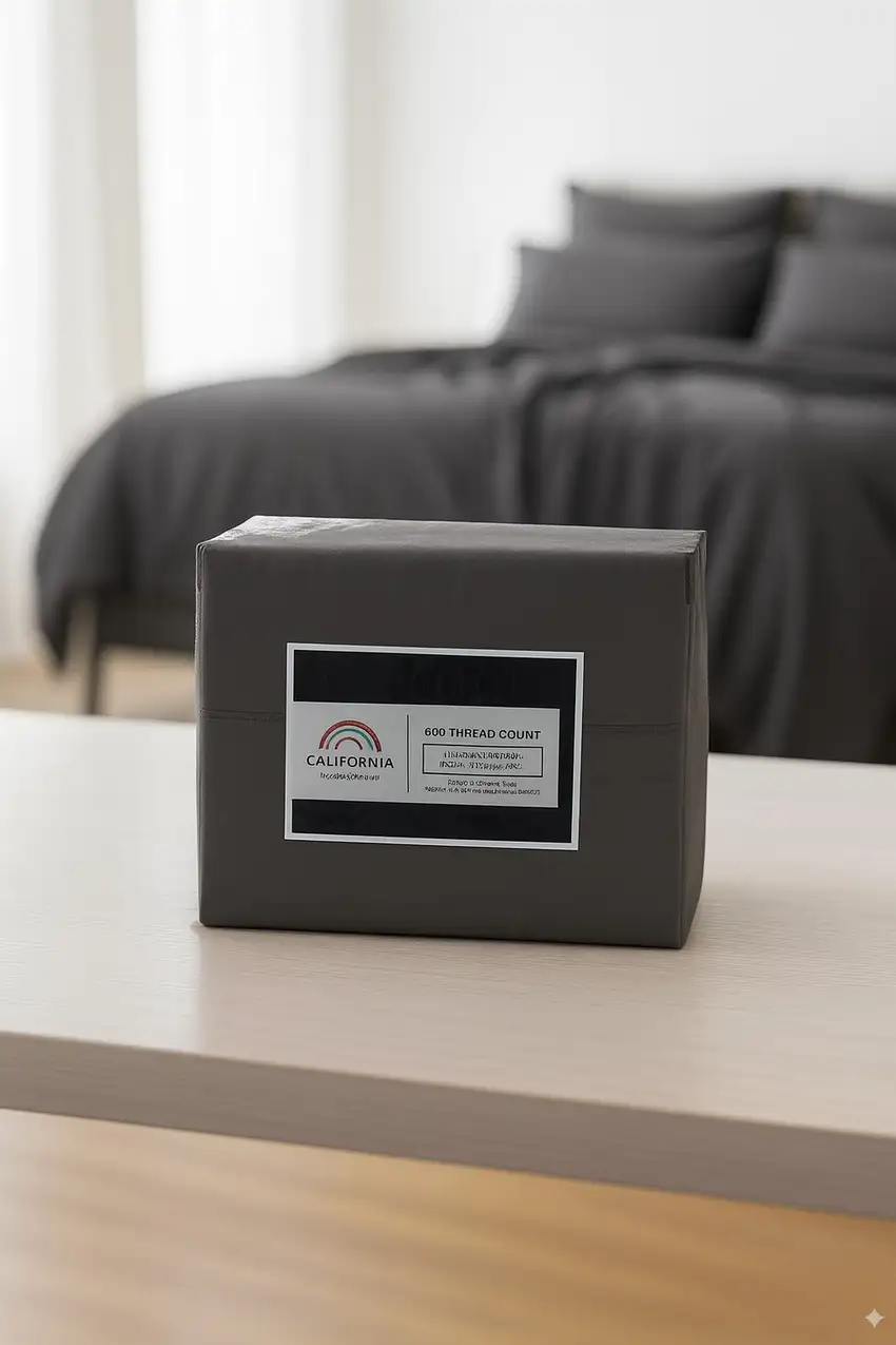 Four Piece Charcoal Cotton Queen Sheet Set Photo 2