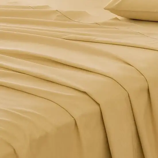 Four Piece Gold Cotton King Sheet Set Photo 6