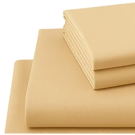 Four Piece Gold Cotton King Sheet Set Photo 3