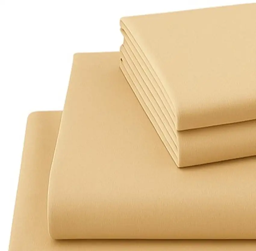 Four Piece Gold Cotton King Sheet Set Photo 3