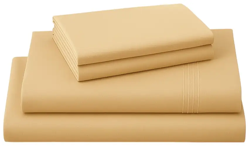 Four Piece Gold Cotton King Sheet Set Photo 2