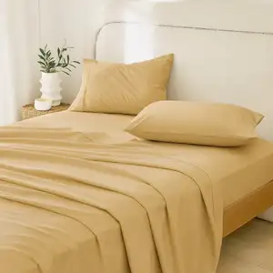 Photo of Four Piece Gold Cotton King Sheet Set