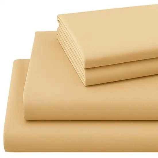 Four Piece Gold Cotton King Sheet Set Photo 4