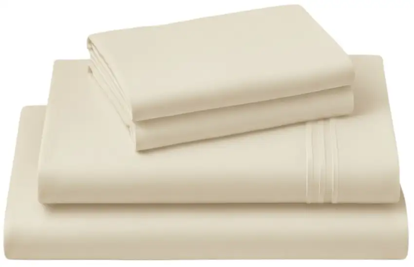Four Piece Ivory Cotton King Sheet Set Photo 2