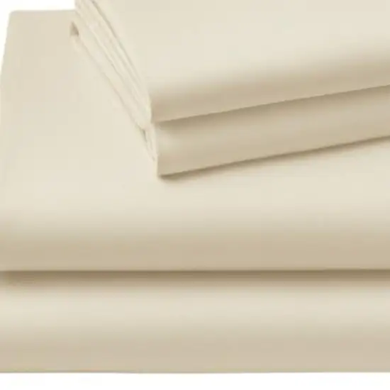 Four Piece Ivory Cotton King Sheet Set Photo 4
