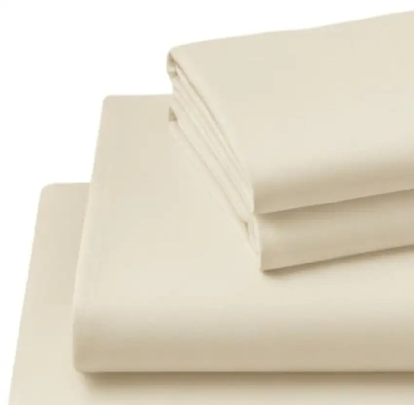 Four Piece Ivory Cotton Queen Sheet Set Photo 3