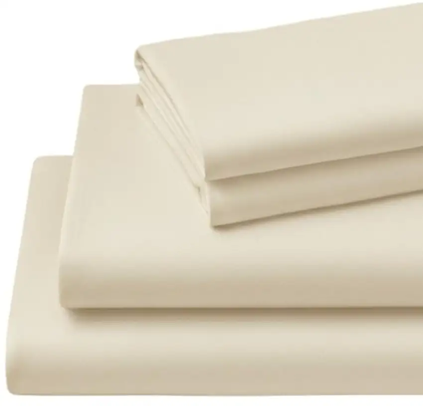 Four Piece Ivory Cotton Queen Sheet Set Photo 4