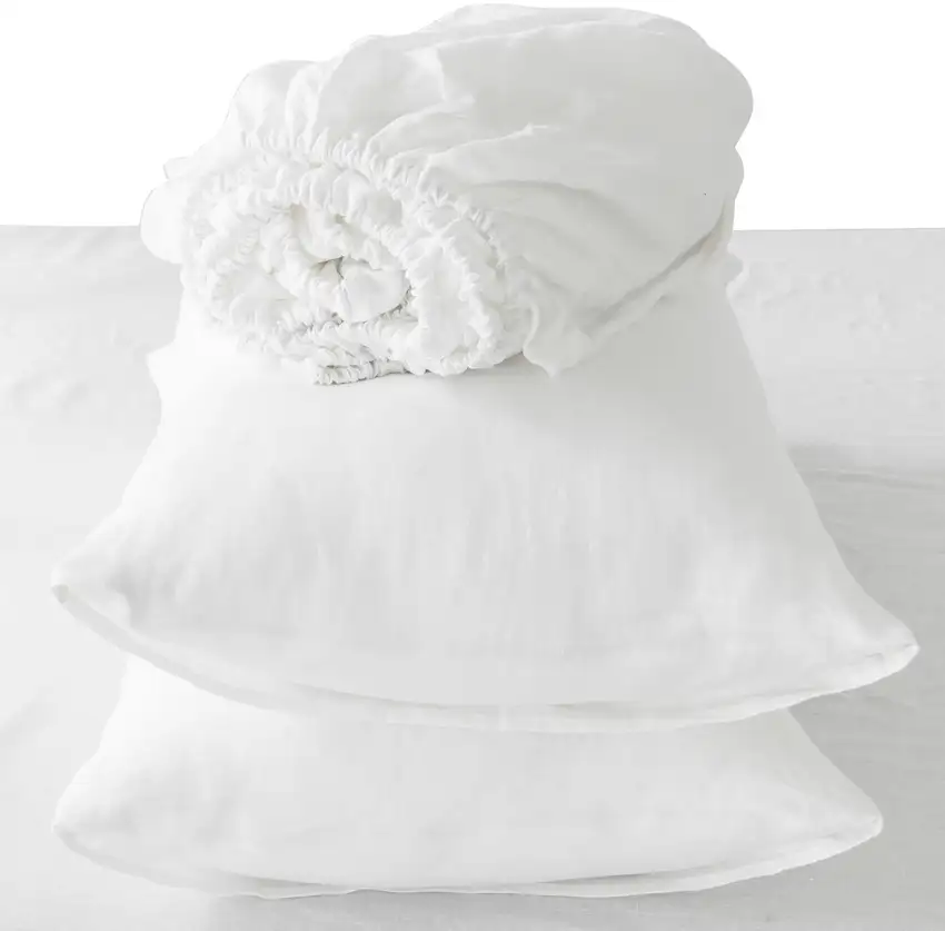 Four Piece Ivory Linen Sheet Set Photo 7