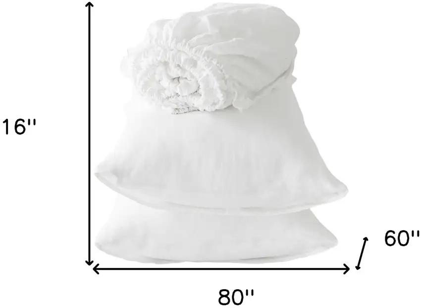 Four Piece Ivory Linen Sheet Set Photo 9