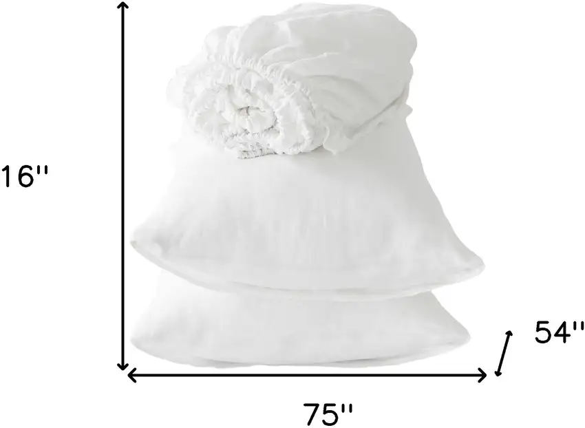 Four Piece Ivory Linen Sheet Set Photo 7