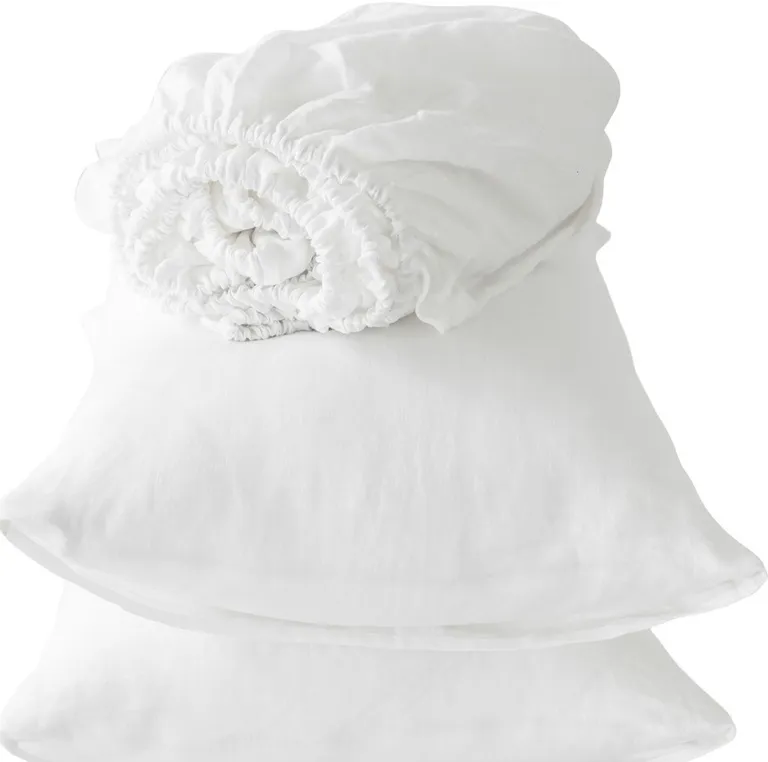 Four Piece Ivory Linen Sheet Set Photo 2