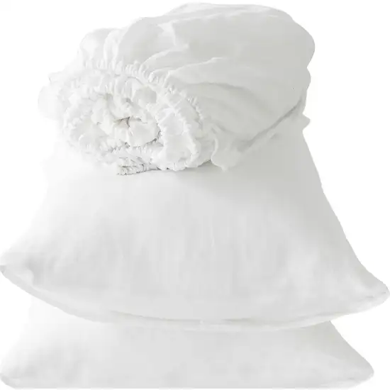 Four Piece Ivory Linen Sheet Set Photo 2