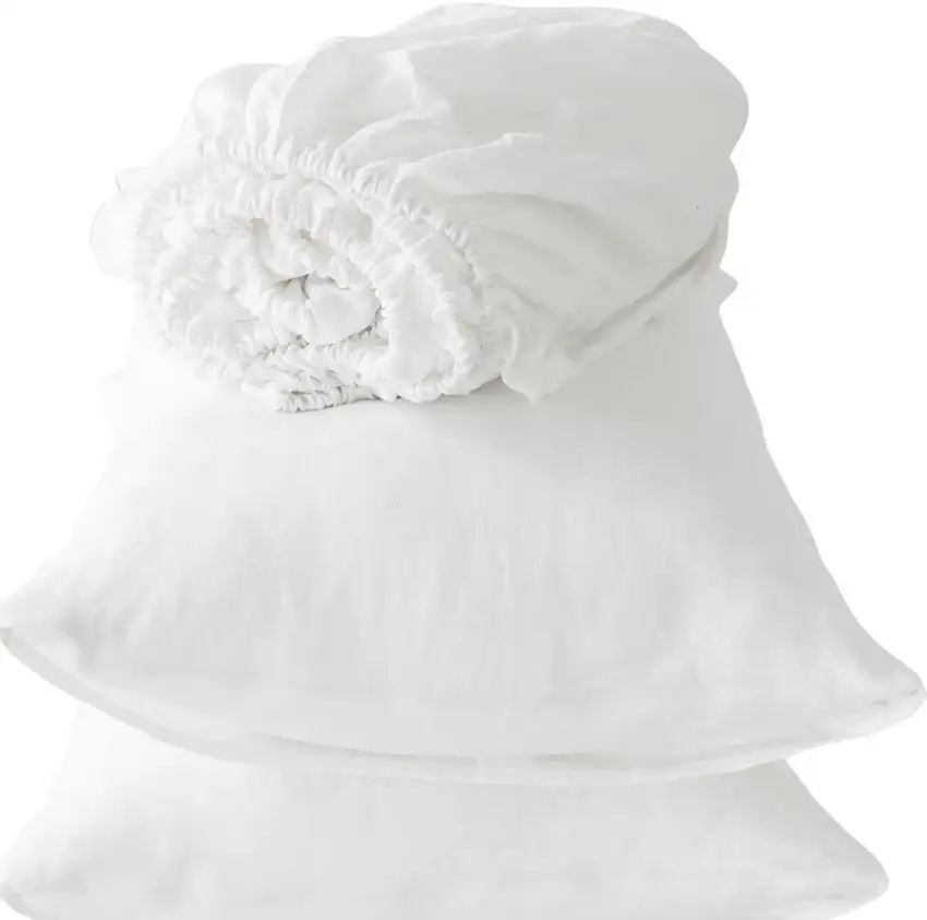 Four Piece Ivory Linen Sheet Set Photo 2