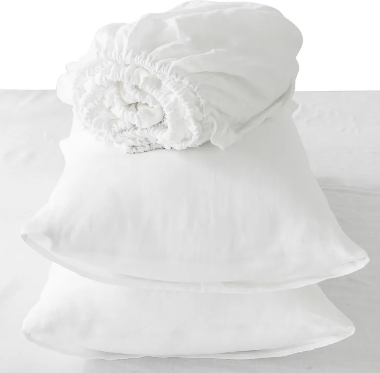 Four Piece Ivory Linen Sheet Set Photo 4