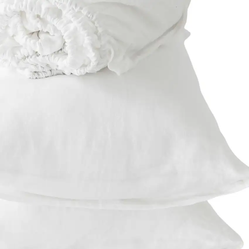 Four Piece Ivory Linen Twin Sheet Set Photo 4