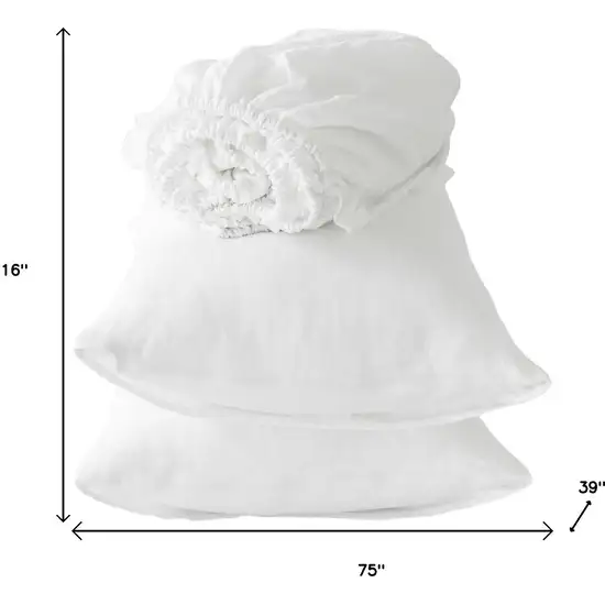 Four Piece Ivory Linen Twin Sheet Set Photo 8