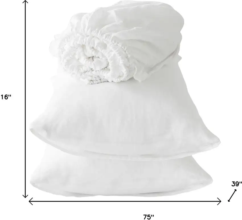 Four Piece Ivory Linen Twin Sheet Set Photo 8