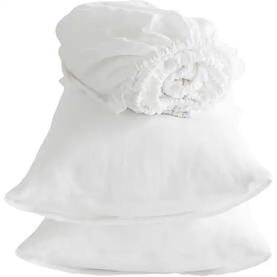 Four Piece Ivory Linen Twin Sheet Set Photo 3