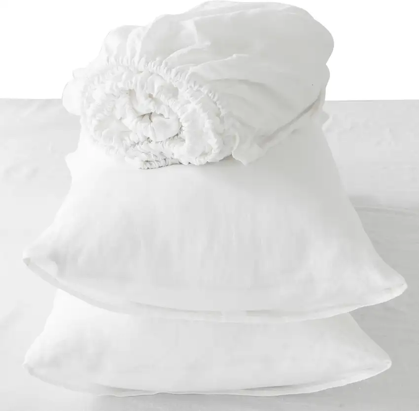 Four Piece Ivory Linen Twin Sheet Set Photo 5