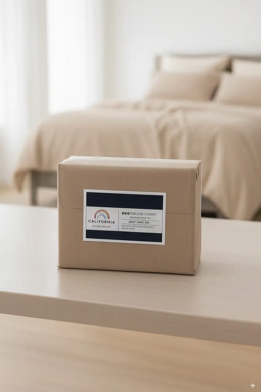 Four Piece Light Brown Cotton King Sheet Set Photo 2