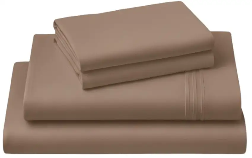 Four Piece Light Brown Cotton Queen Sheet Set Photo 2
