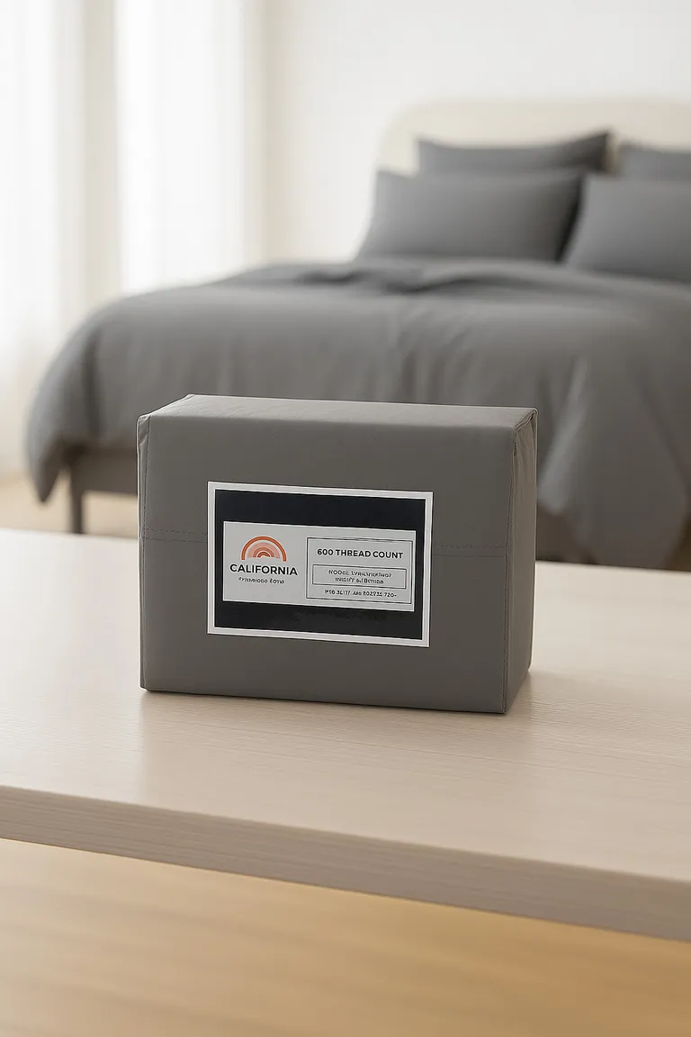 Four Piece Light Gray Cotton King Sheet Set Photo 2