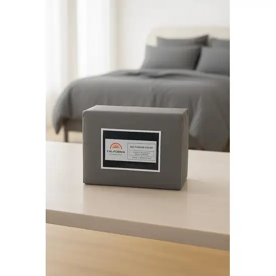 Four Piece Light Gray Cotton Queen Sheet Set Photo 2