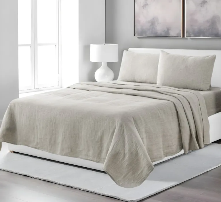 Four Piece Linen Sheet Set Photo 1