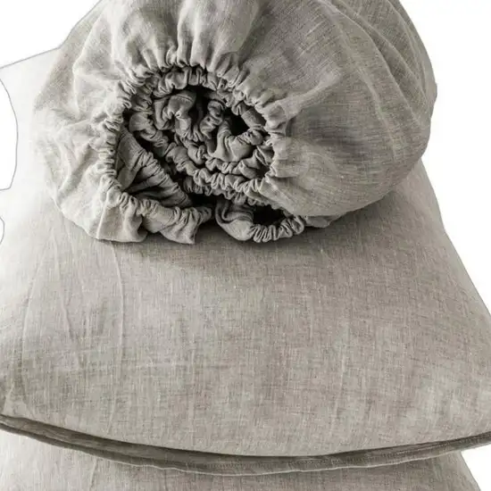 Four Piece Light Gray Linen Sheet Set Photo 3