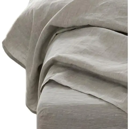 Four Piece Light Gray Linen Sheet Set Photo 3