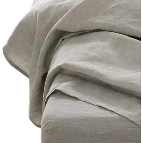 Four Piece Light Gray Linen Sheet Set Photo 3