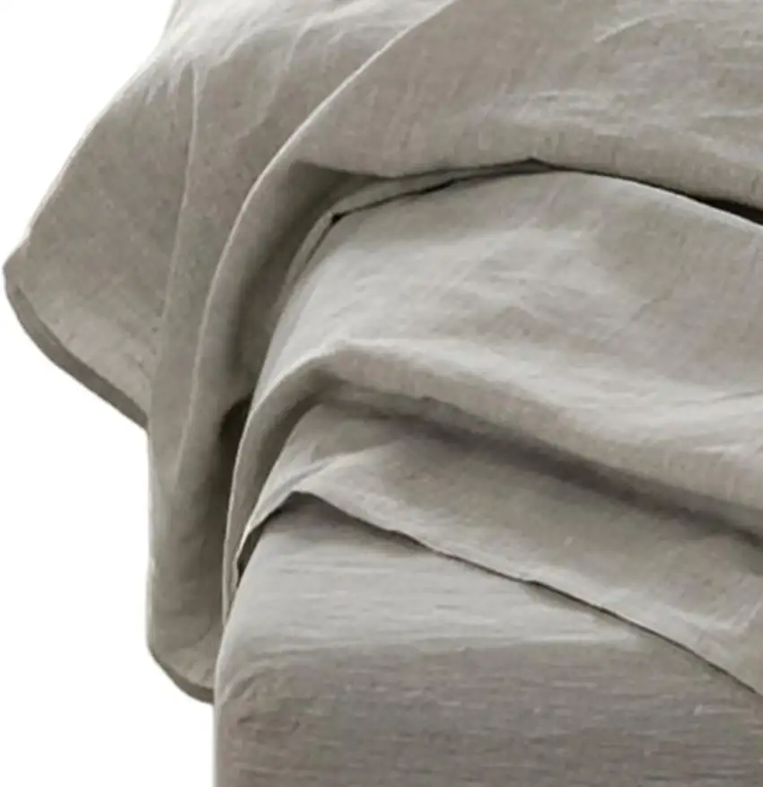 Four Piece Light Gray Linen Sheet Set Photo 3