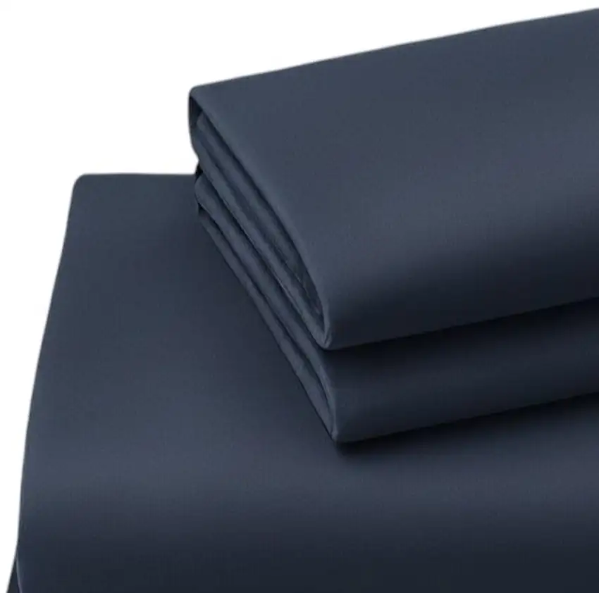 Four Piece Navy Blue Cotton Queen Sheet Set Photo 3