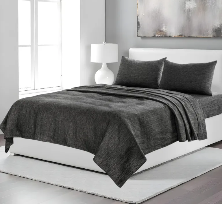 Four Piece Onyx Linen Sheet Set Photo 2