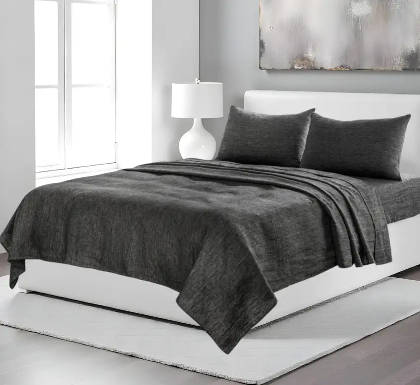 Four Piece Onyx Linen Sheet Set Photo 2