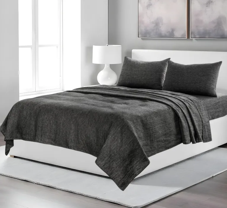 Four Piece Linen Sheet Set Photo 2
