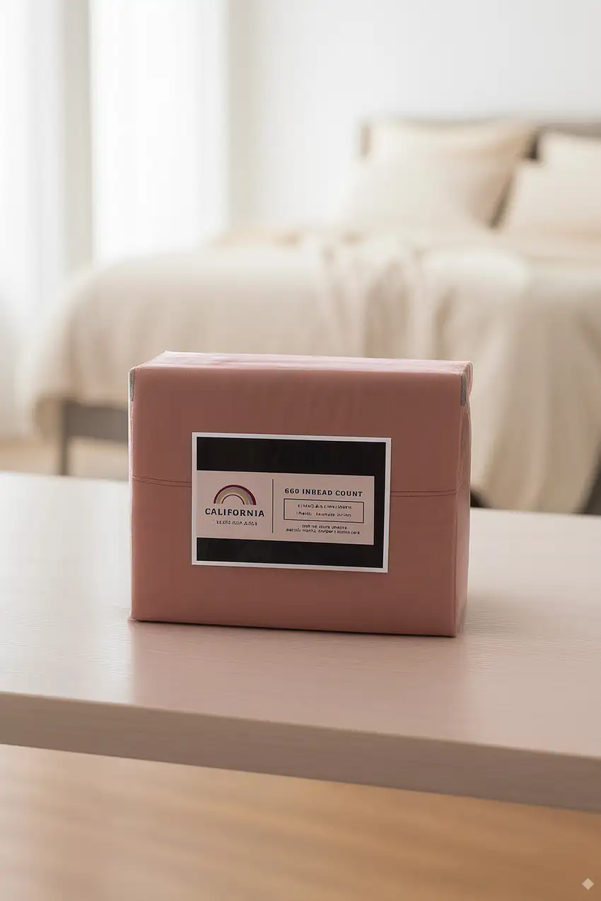 Four Piece Pink Cotton King Sheet Set Photo 2