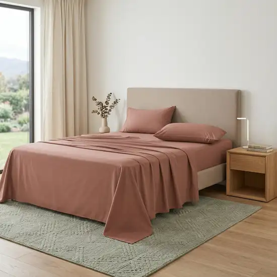 Four Piece Pink Cotton King Sheet Set Photo 1