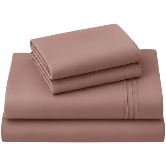 Four Piece Pink Cotton Queen Sheet Set Photo 2