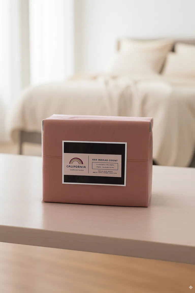 Four Piece Pink Cotton Queen Sheet Set Photo 2