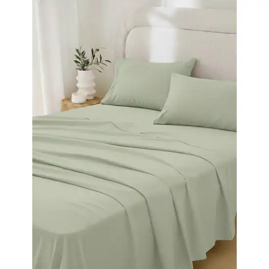 Four Piece Sage Cotton King Sheet Set Photo 1
