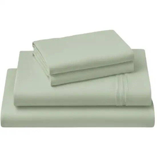 Four Piece Sage Cotton King Sheet Set Photo 3