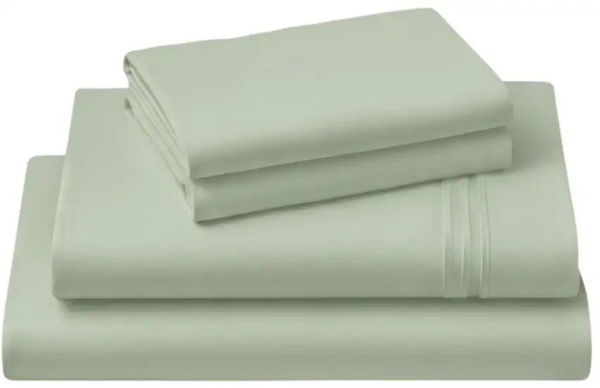 Four Piece Sage Cotton King Sheet Set Photo 3