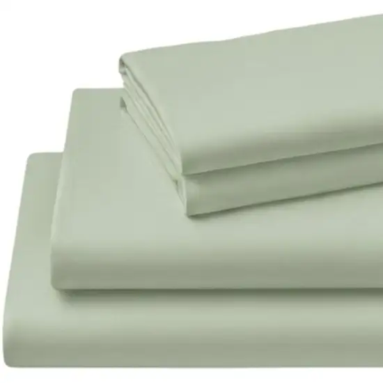 Four Piece Sage Cotton Queen Sheet Set Photo 4