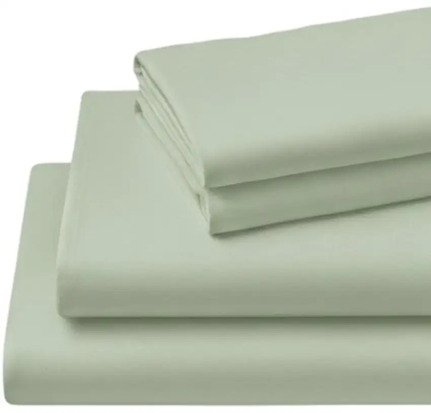 Four Piece Sage Cotton Queen Sheet Set Photo 4