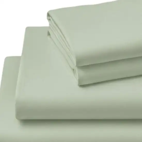 Four Piece Sage Cotton Queen Sheet Set Photo 3