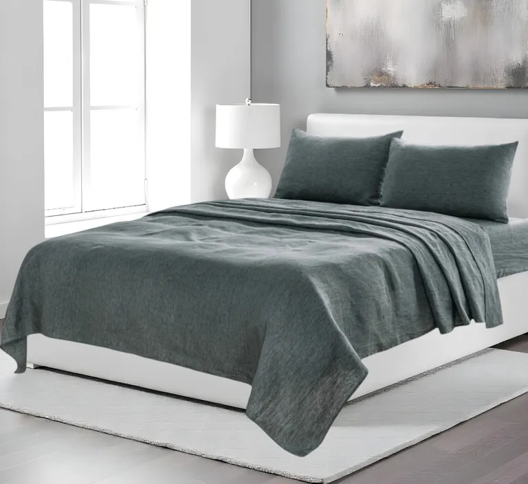 Four Piece Linen Sheet Set Photo 1