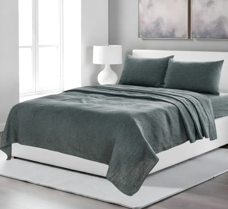 Four Piece Linen Sheet Set Photo 1